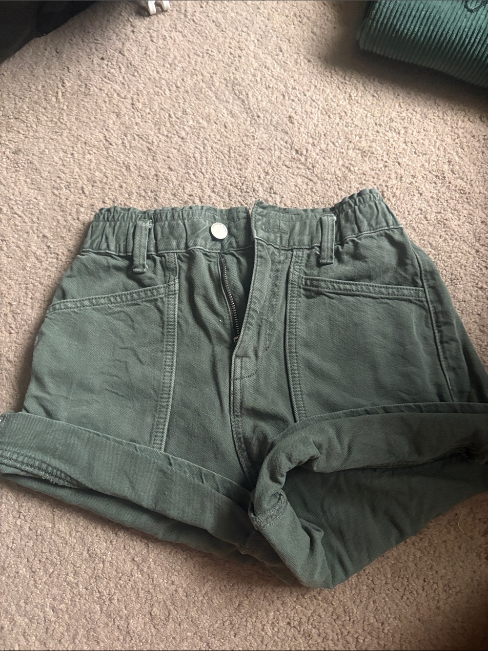 Pull&Bear Olive Green Rolled-Hem Kids Shorts